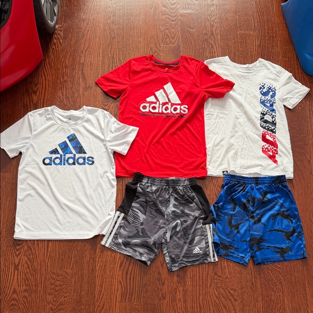Adidas boys Red, White, and Blue Tees